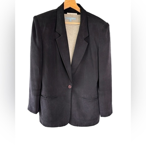 Vintage 90s Chaus 100% Silk Tailored Preppy Minimalist Oversized Blazer, Sz.12 - Picture 12 of 12